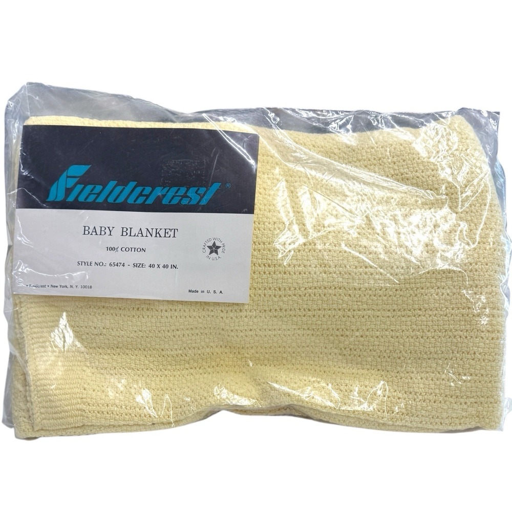 Fieldcrest Cannon Baby Blanket 100%‎ Cotton Yellow  40 x 40